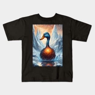 Fire And Ice Fantasy Duck Kids T-Shirt